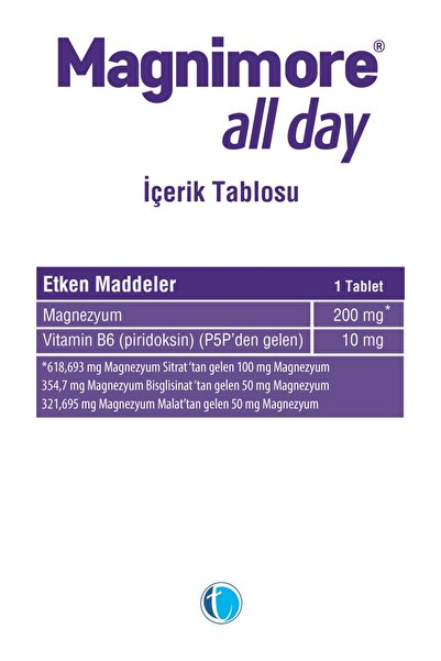 Magnimore All day Magnezyum ve P5P (Vitamin B6) 60 Tablet