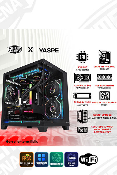 Gamers Arena YASPE RX9060 RYZEN 7 5700 16 GB RAM 512 GB M2 SSD 650W PSU OEM P...