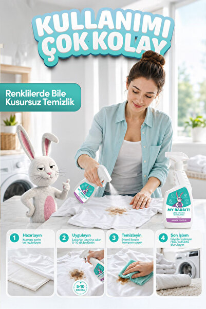 My Rabbit! Ultra Güçlü Çok Amaçlı Leke Çıkarıcı Sprey – Kumaş, Halı, Koltuk ve Döşeme Temizleyici 750 ml