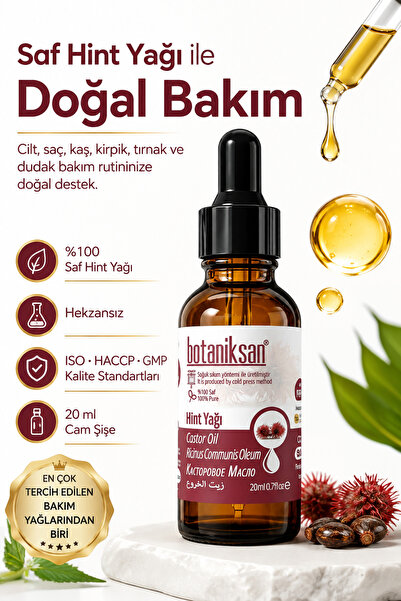 botaniksan Hint Yağı 20ml Soğuk Sıkım, Saf, Doğal, Katkısız
