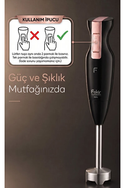 Fakir Silvino Stick 4 Bıçaklı Çubuk Blender 900W - Siyah