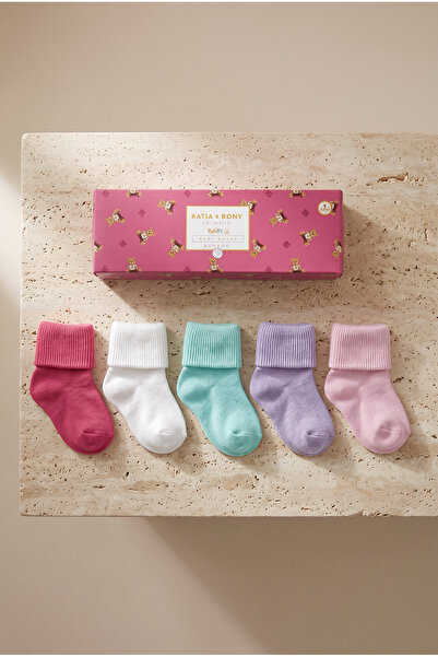 Katia&Bony Pack of 5 Newborn Bamboo Baby Socks Colorful