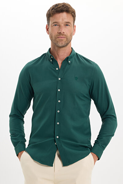 Tudors Slim-Fit-Herrenhemd mit schmaler Passform, einfarbig, Oxford-Stil, mit...