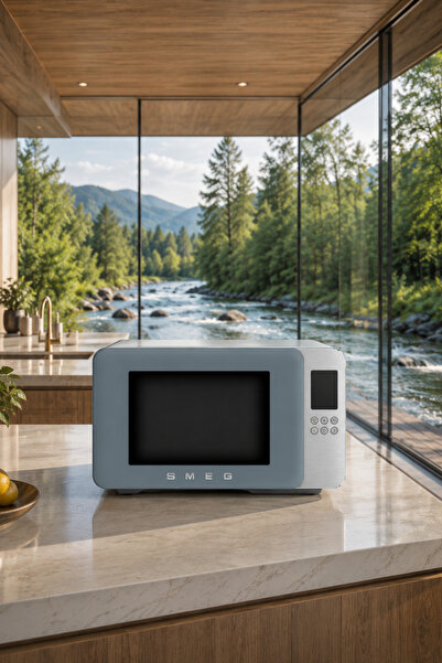 SMEG 4 in 1 Izgaralı Mikrodalga Fırın Storm Blue 29Lt