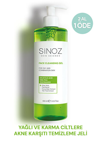 SİNOZ Yağlı ve Karma Ciltler İçin Sebum Dengeleyici Yüz Temizleme Jeli 400 ml