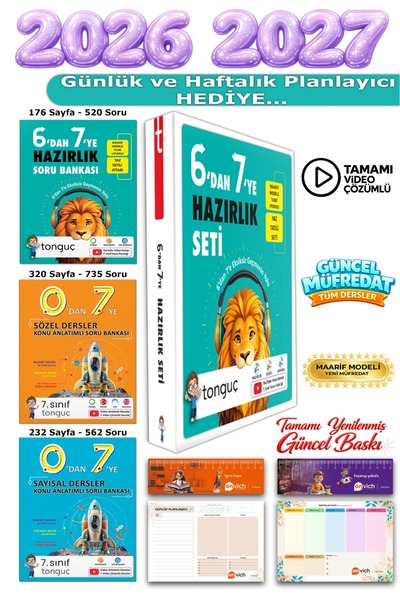 Tonguç Yayınları 7. Sınıf 6 dan 7 ye Hazırlık Yaz Tatili Kitabı Tekrar Seti T...