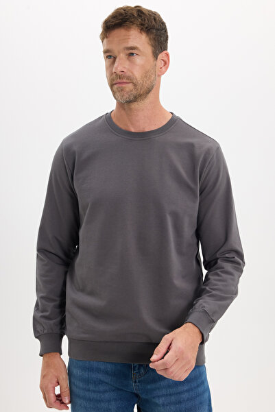 Tudors Men's Relax Fit Comfortable Cut 100% Cotton 2 Thread Crew Neck Dark Gr...