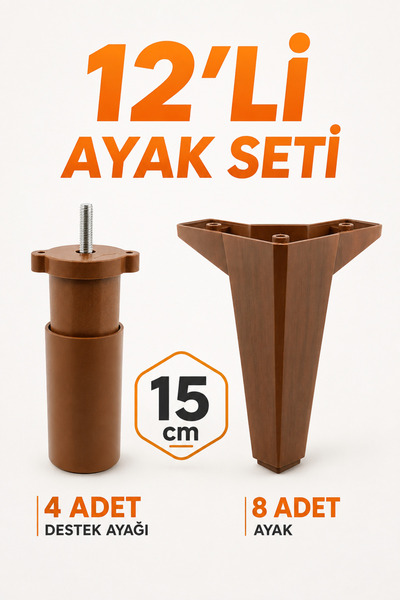 Badem10 Sedir 12'li Set Mobilya Tv Ünitesi Çekyat Koltuk Kanepe Destek Ayağı ...