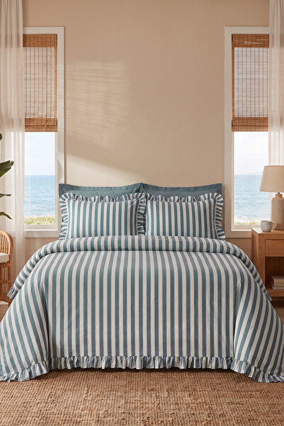 Karaca Home Ripple Double Duvet Cover Set Blue