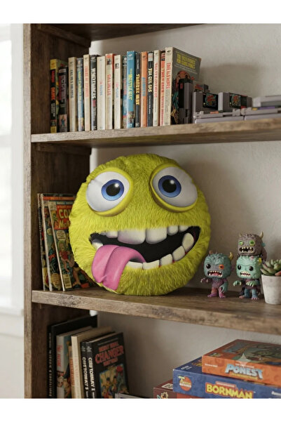 AZİZ OYUNCAK Yellow Humorous Cartoon Themed Emoji Toy Pillow.