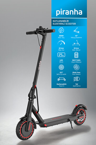 Piranha 5010 500W Elektrikli Scooter | 36V 7.8Ah Pil | LED Aydınlatma | LCD E...