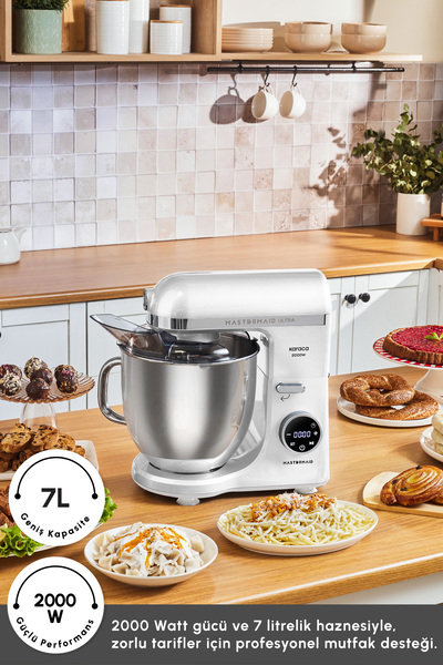 Karaca Mastermaid Chef Ultra D2000W Dijital Ekranlı Hamur Yoğurma Makinesi Matte White 7L