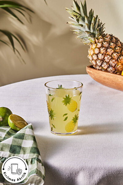 Karaca Pina Ananas Desenli Akrilik Su Bardağı 440 ml Şeffaf