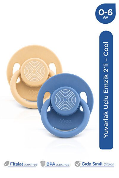 Wee Baby Cool Round Soft Tip Silicone Pacifier Set of 2 0-6 Months for Boys