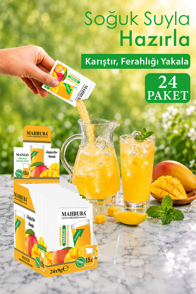 Mahbuba Mango Aromalı C Vitaminli Soğuk Toz Içecek 24x9gr