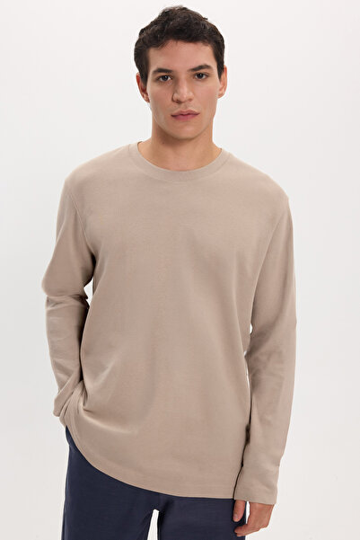 Tudors Unisex Relax Fit Comfortable Cut 100% Cotton Long Sleeve Crew Neck Kha...