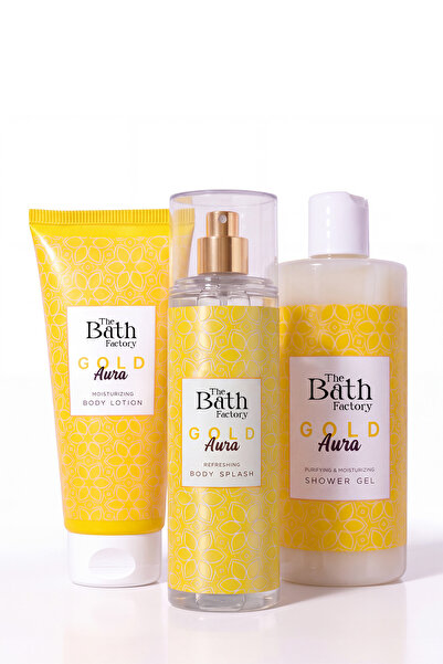 THE BATH FACTORY Gold Aura Duş Jeli + Vücut Spreyi + Vücut Losyonu