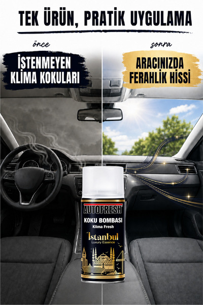 AutoFresh İstanbul Koku Bombası Klima Fresh Araç İçi Sprey 150 ml Kalıcı Premium Koku Giderici