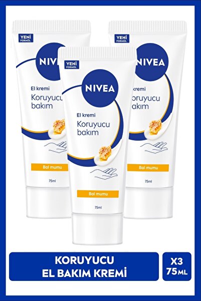 NIVEA Koruyucu El Bakım Kremi Bal Mumu 75ml, Nemlendirici, Yağlı His Bırakmaz...