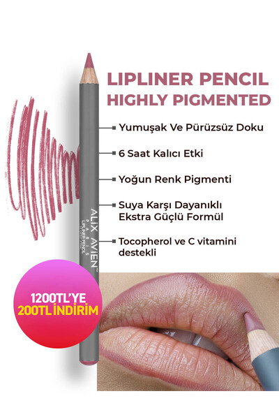 Alix Avien Uzun Süre Kalıcı Dağılma Yapmayan Nemlendirici Dudak Kalemi - Lipl...