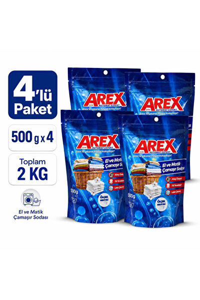 AREX AHN AREX El ve Matik Çamaşır Sodası 4x(500 gr) | Leke Çıkarıcı, Kireç Ön...
