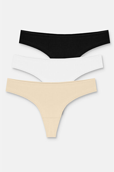 SUWEN 3er-Pack Basic-String-Höschen aus Baumwolle mit normaler Taille und bra...