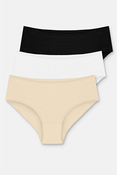 SUWEN 3-Pack Cotton Basic High Waist Slip Panties