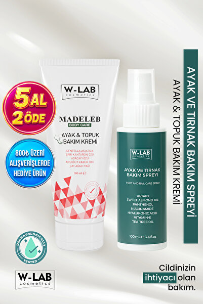 W-Lab Cosmetics Ayak Topuk Bakım Kremi 100 ML ve Ayak Tırnak Bakım Spreyi 100 Ml