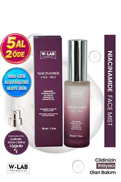 W-Lab Cosmetics Niacinamide Face Mist Cilt Tonu Eşitleyici ve Nemlendirici Yü...