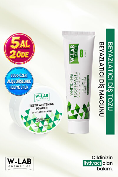 W-Lab Cosmetics Diş Beyazlatma Seti Çay,Kahve ve Sigara Lekesi Karşıtı Kalıcı...