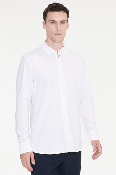 AC&Co / Altınyıldız Classics Herren Weißes Atmungsaktives Flexibles Baumwoll-...