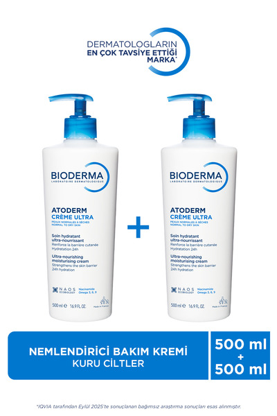 Bioderma Atoderm Çok Kuru Ciltler Için Nemlendirici Krem 500 ml 2 Adet 340139...