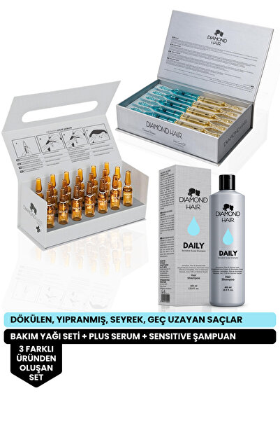 DIAMOND HAIR Saç Bakım Seti Gürleştirici Saç Serumu Hızlı Saç Uzatma ve Yıpra...