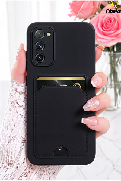 Fibaks Galaxy S21 Fe Kılıf Kamera Korumalı Kartlıklı Cüzdanlı Kırmızı Tuşlu S...
