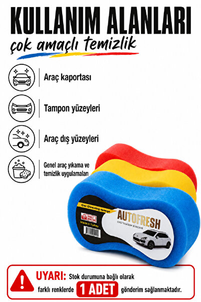 AutoFresh Oto Kıvrımlı Yumuşak Sünger Çok Amaçlı Araç Süngeri Araba Yıkama Ve Temizleme 1 Adet