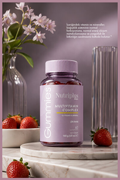 Farmasi Nutriplus Çocuk Multivitamin Gummy 60 Adet | Çilek Aromalı Vegan Vitamin Mineral Takviyesi