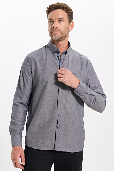 Tudors Men's Regular Fit Classic Cut Cotton Oxford Texture Single Pocket Gray...