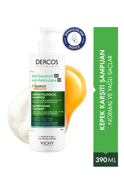 Vichy Dercos Anti Dandruff Normal ve Yağlı Saçlar İçin Kepeklenmeye Karşı Etk...