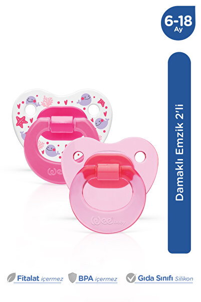 Wee Baby Orthodontic Soft Silicone Tip Pacifier Set of 2 6-18 Months Girl