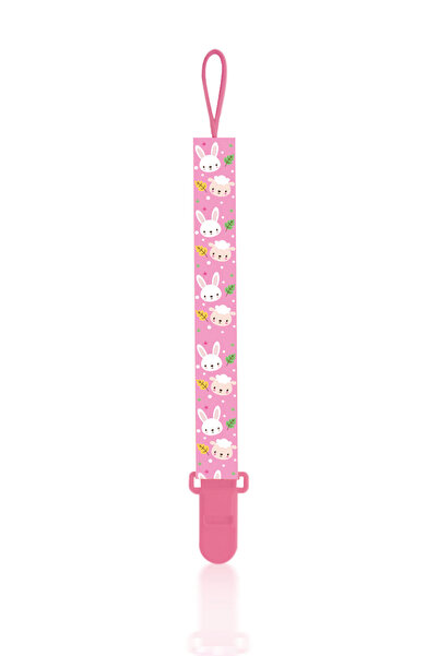 Wee Baby Zoo Baby Pacifier Band and Patterned Pacifier Strap Pink