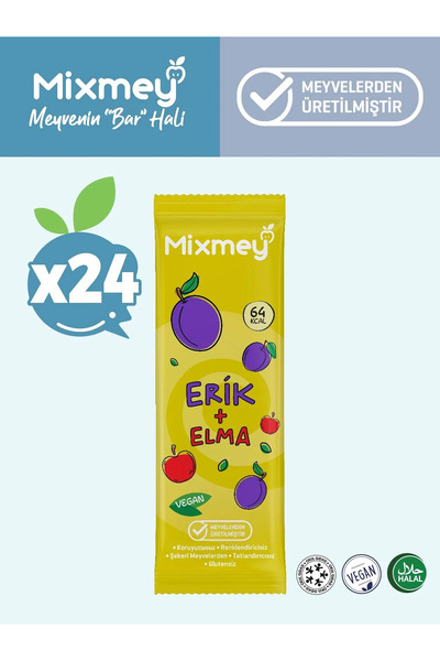 mixmey Erik Meyve Barı 24 Adet | Sağlıklı Atıştırmalıklar – Vegan, Glutensiz,...