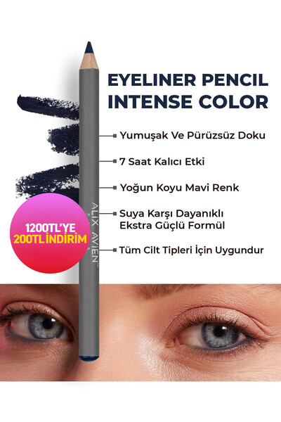 Alix Avien Suya Dayanıklı Yoğun Pigmentli Kremsi Kolay Sürüm Lacivert Göz Kal...