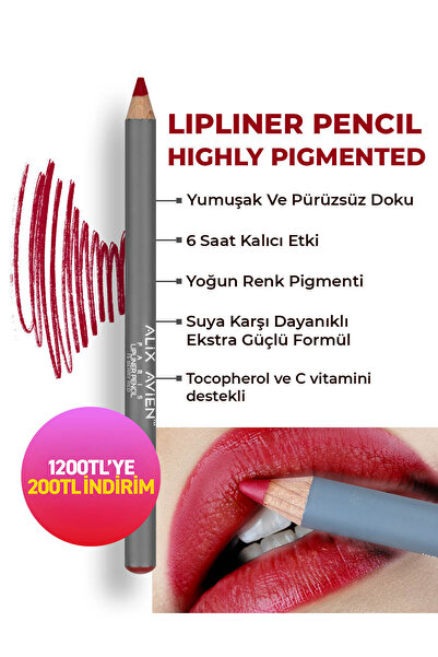 Alix Avien Uzun Süre Kalıcı Dağılma Yapmayan Nemlendirici Dudak Kalemi - Lipl...