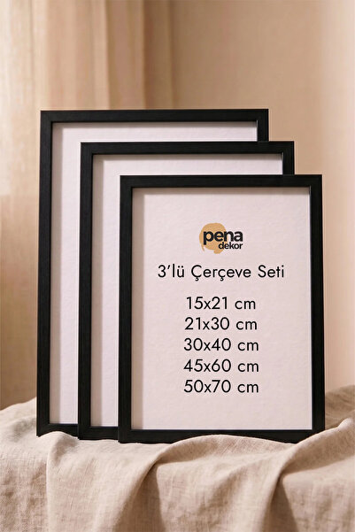 Pena Çerçeve 3 Adet Siyah Çerçeve - Resim, Fotoğraf, Poster Çerçevesi - Siyah...