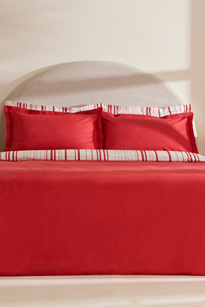 Karaca Home Cool Stripe Double Duvet Cover Set Red