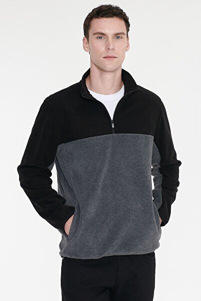 AC&Co / Altınyıldız Classics Men's Black-Light Melange Anti-Pilling Non-Pilli...