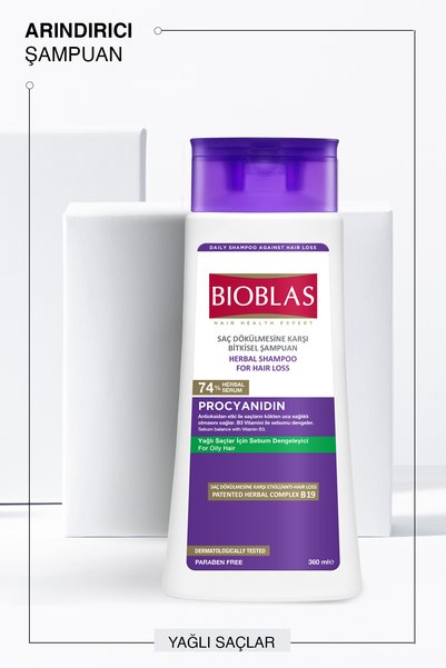 Bioblas Procyanidin Yağlı Saçlar İçin Arındırıcı Şampuan 2 x 360 Ml - Saç Dökülmesine & Yağlanmaya Karşı
