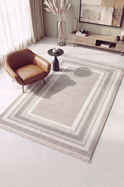 Cool Halı Mikasa Mks 04 Bej Gri Yumuşak Dokulu Halı Kilim Salon Koridor Yollu...