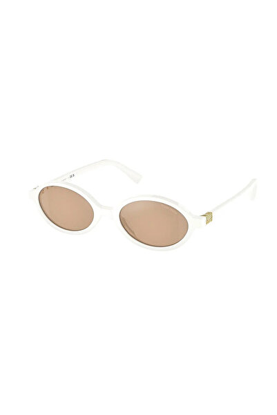 Miu Miu 04zs 14240d 50 Women's Mirrored Oval White Bone Sunglasses