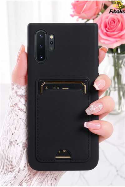 Fibaks Galaxy Note 10 Plus Kamera Korumalı Kartlıklı Cüzdanlı Kırmızı Tuşlu S...